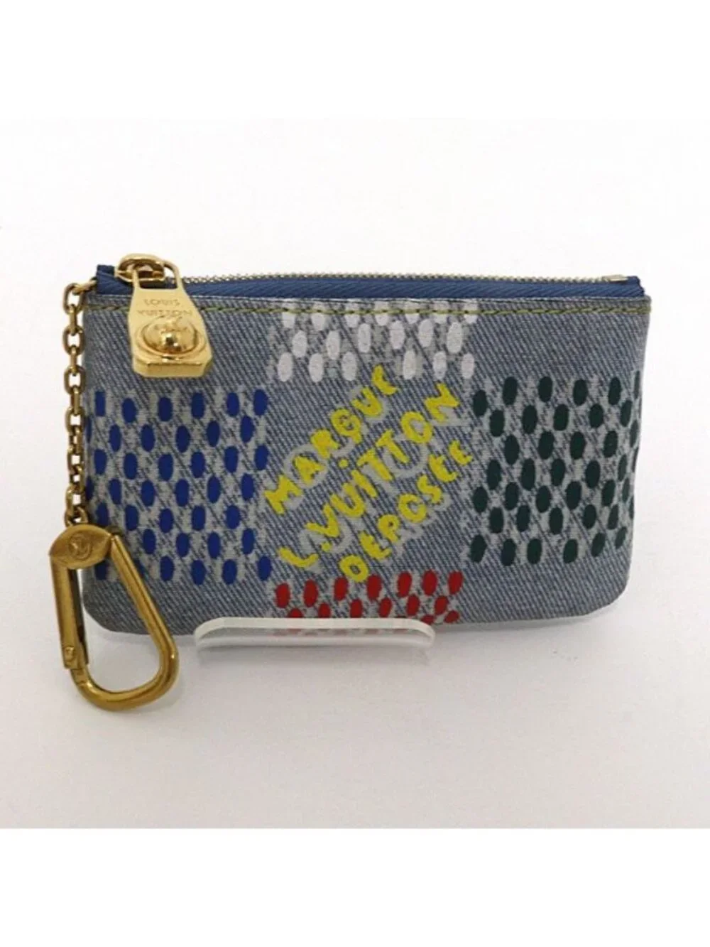 Louis Vuitton Pochette Cles Key Case Blue Key Holder